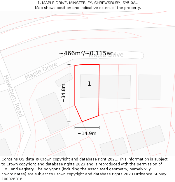 1, MAPLE DRIVE, MINSTERLEY, SHREWSBURY, SY5 0AU: Plot and title map