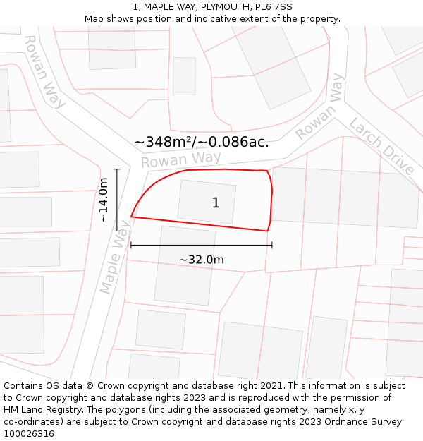 1, MAPLE WAY, PLYMOUTH, PL6 7SS: Plot and title map