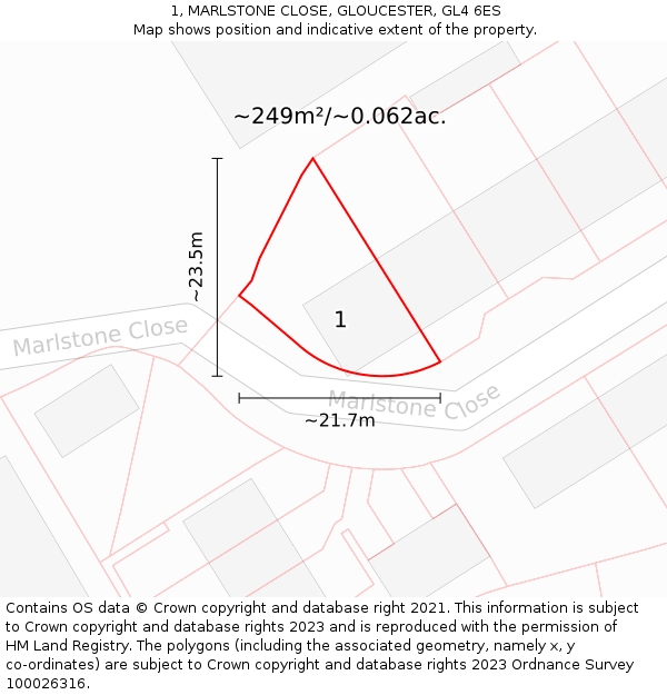 1, MARLSTONE CLOSE, GLOUCESTER, GL4 6ES: Plot and title map