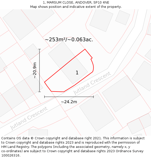 1, MARSUM CLOSE, ANDOVER, SP10 4NE: Plot and title map