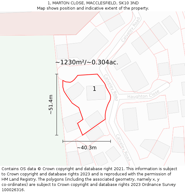 1, MARTON CLOSE, MACCLESFIELD, SK10 3ND: Plot and title map