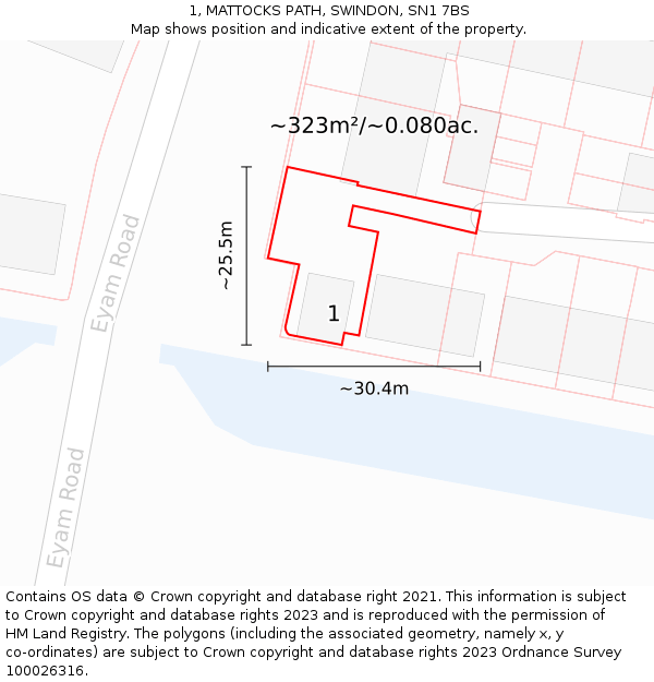1, MATTOCKS PATH, SWINDON, SN1 7BS: Plot and title map