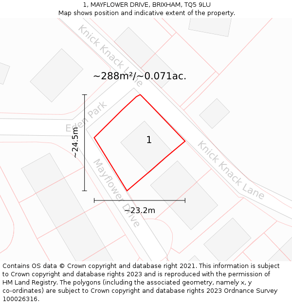 1, MAYFLOWER DRIVE, BRIXHAM, TQ5 9LU: Plot and title map