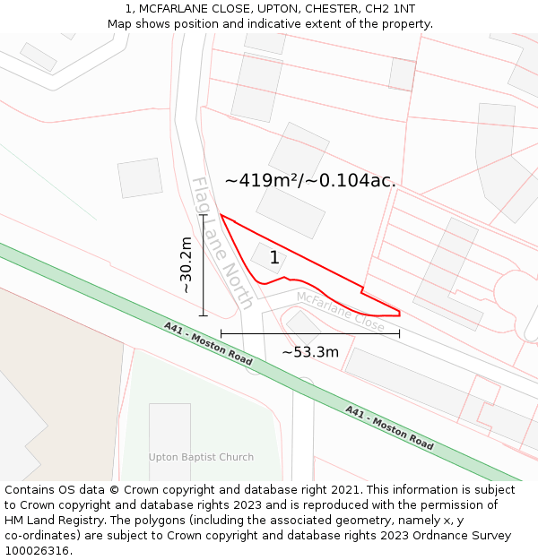 1, MCFARLANE CLOSE, UPTON, CHESTER, CH2 1NT: Plot and title map