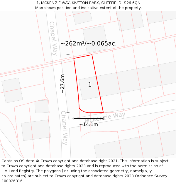 1, MCKENZIE WAY, KIVETON PARK, SHEFFIELD, S26 6QN: Plot and title map