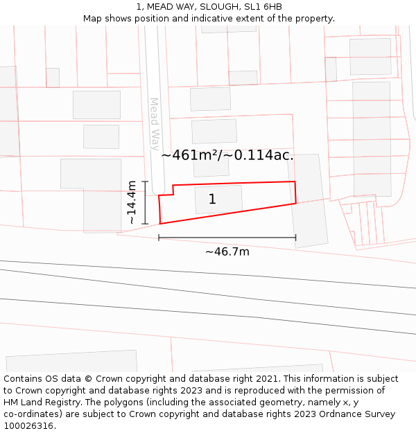 1, MEAD WAY, SLOUGH, SL1 6HB: Plot and title map