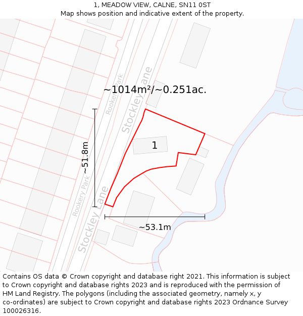 1, MEADOW VIEW, CALNE, SN11 0ST: Plot and title map