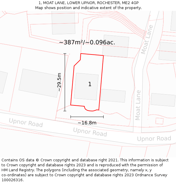 1, MOAT LANE, LOWER UPNOR, ROCHESTER, ME2 4GP: Plot and title map