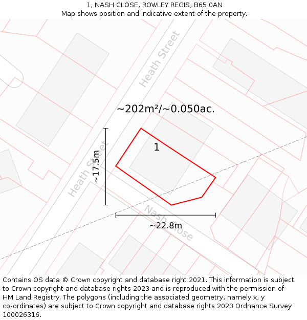 1, NASH CLOSE, ROWLEY REGIS, B65 0AN: Plot and title map