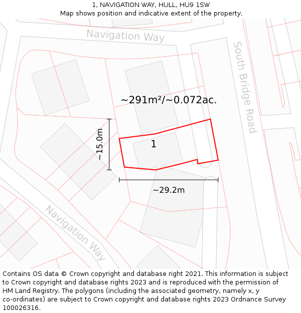 1, NAVIGATION WAY, HULL, HU9 1SW: Plot and title map