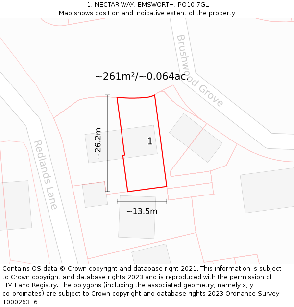 1, NECTAR WAY, EMSWORTH, PO10 7GL: Plot and title map