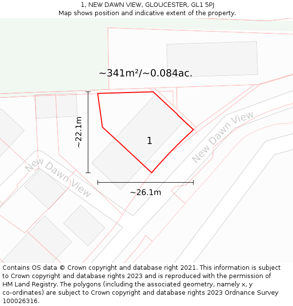 1, NEW DAWN VIEW, GLOUCESTER, GL1 5PJ: Plot and title map