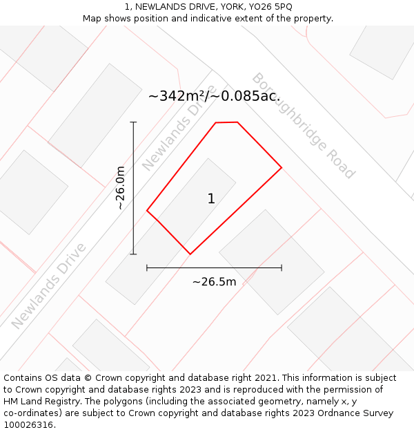 1, NEWLANDS DRIVE, YORK, YO26 5PQ: Plot and title map