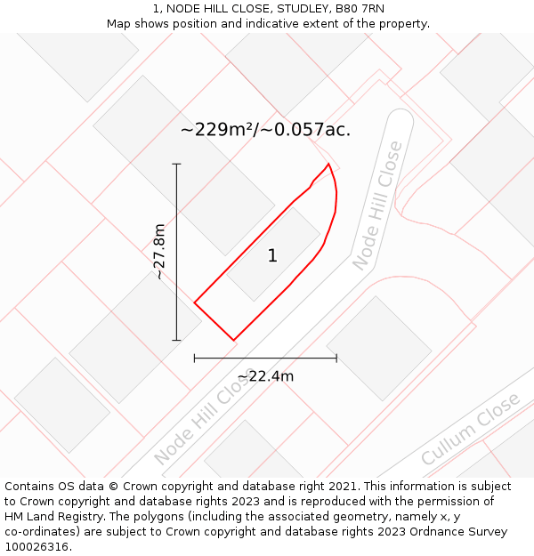 1, NODE HILL CLOSE, STUDLEY, B80 7RN: Plot and title map