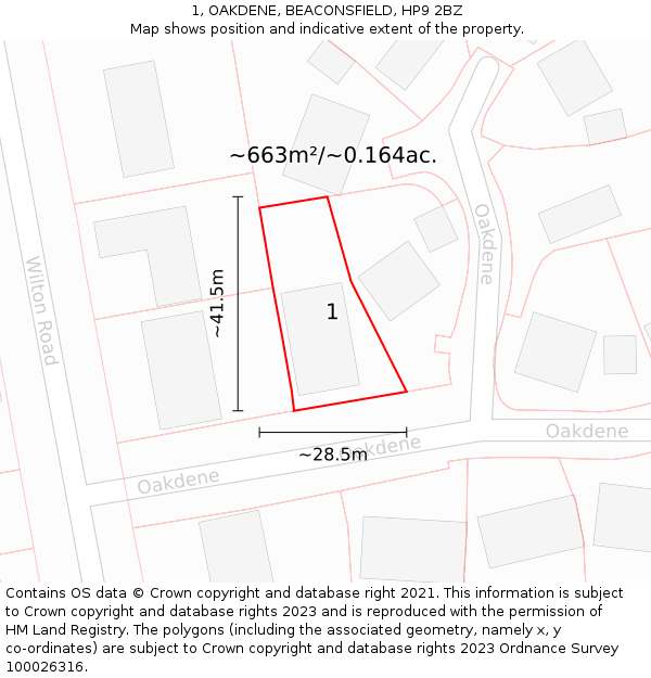 1, OAKDENE, BEACONSFIELD, HP9 2BZ: Plot and title map