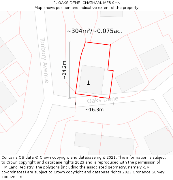 1, OAKS DENE, CHATHAM, ME5 9HN: Plot and title map