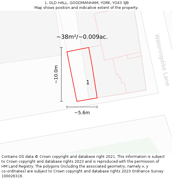 1, OLD HALL, GOODMANHAM, YORK, YO43 3JB: Plot and title map