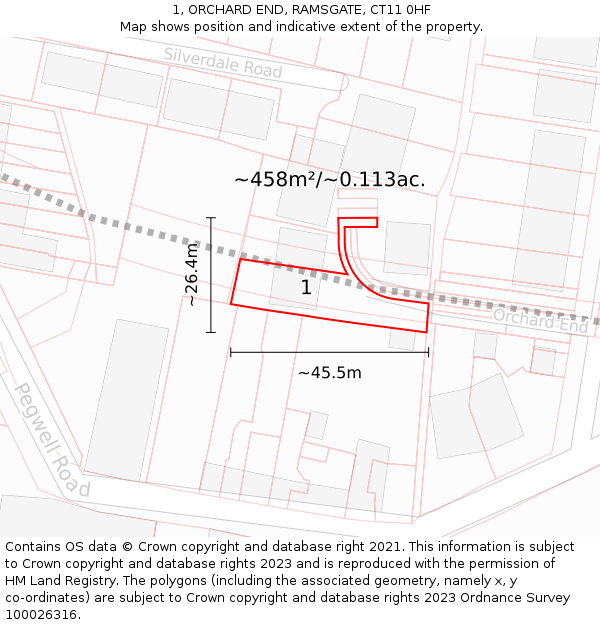 1, ORCHARD END, RAMSGATE, CT11 0HF: Plot and title map