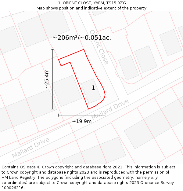 1, ORIENT CLOSE, YARM, TS15 9ZG: Plot and title map