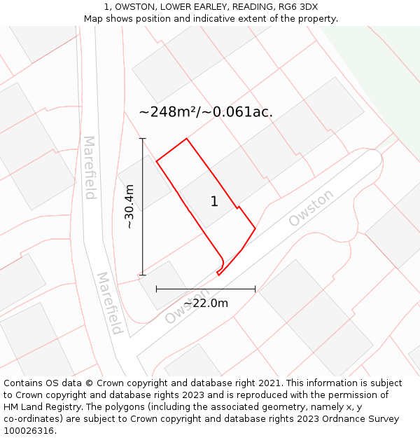 1, OWSTON, LOWER EARLEY, READING, RG6 3DX: Plot and title map