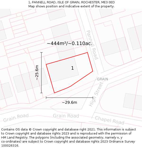 1, PANNELL ROAD, ISLE OF GRAIN, ROCHESTER, ME3 0ED: Plot and title map