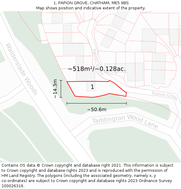 1, PAPION GROVE, CHATHAM, ME5 9BS: Plot and title map