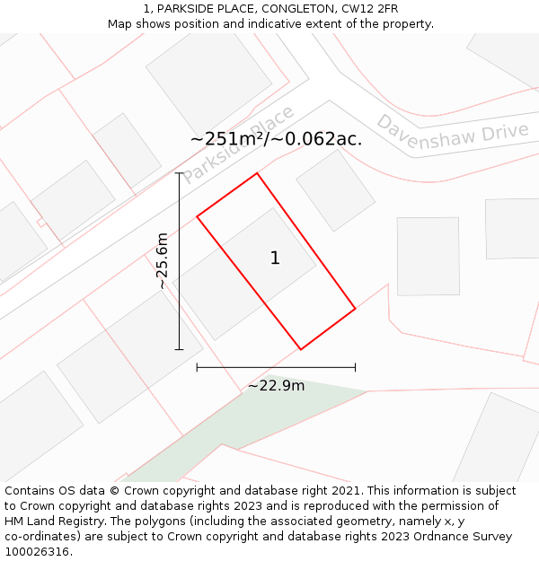 1, PARKSIDE PLACE, CONGLETON, CW12 2FR: Plot and title map