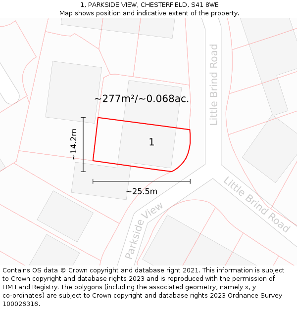1, PARKSIDE VIEW, CHESTERFIELD, S41 8WE: Plot and title map