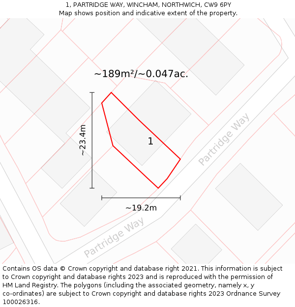 1, PARTRIDGE WAY, WINCHAM, NORTHWICH, CW9 6PY: Plot and title map