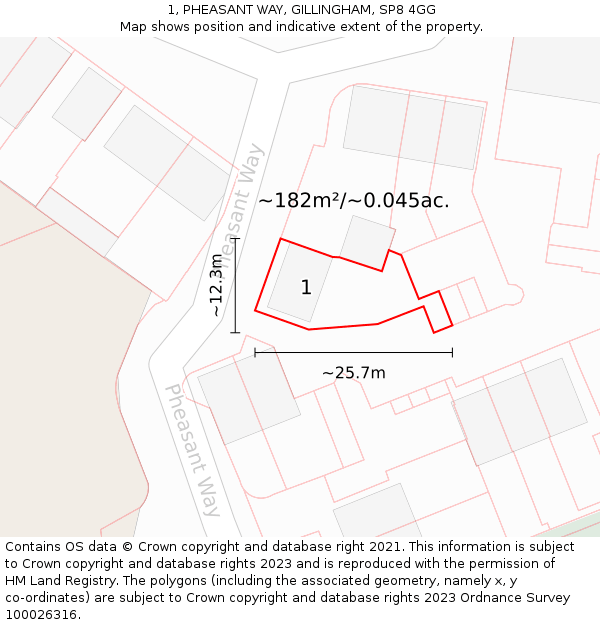 1, PHEASANT WAY, GILLINGHAM, SP8 4GG: Plot and title map