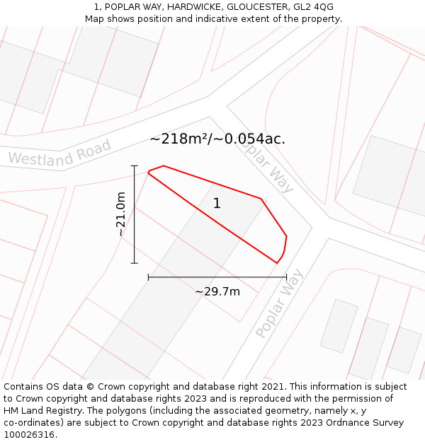 1, POPLAR WAY, HARDWICKE, GLOUCESTER, GL2 4QG: Plot and title map