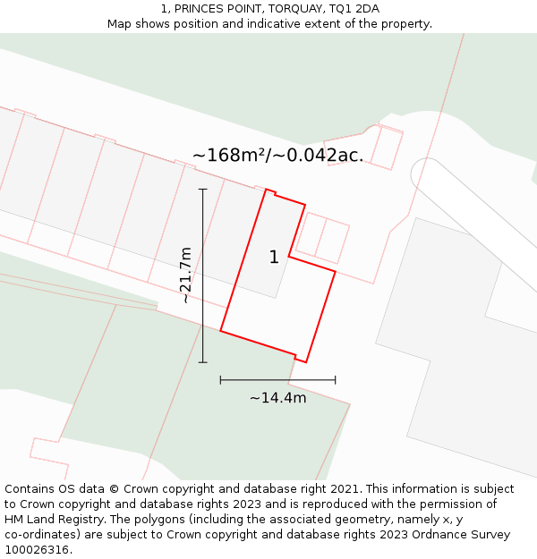 1, PRINCES POINT, TORQUAY, TQ1 2DA: Plot and title map