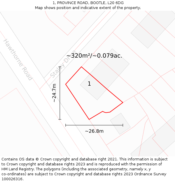 1, PROVINCE ROAD, BOOTLE, L20 6DG: Plot and title map