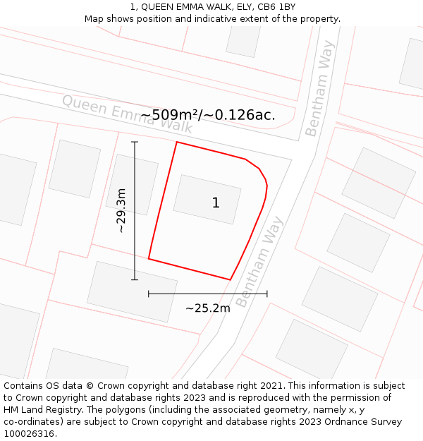 1, QUEEN EMMA WALK, ELY, CB6 1BY: Plot and title map
