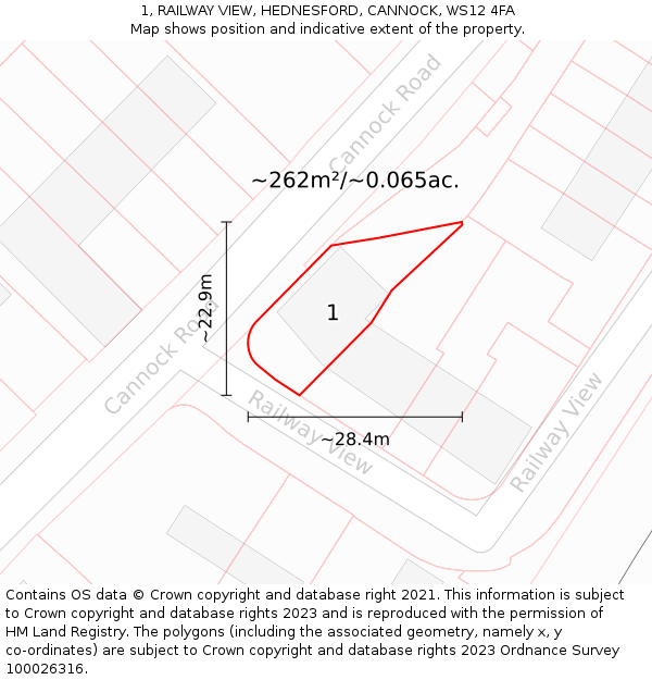 1, RAILWAY VIEW, HEDNESFORD, CANNOCK, WS12 4FA: Plot and title map