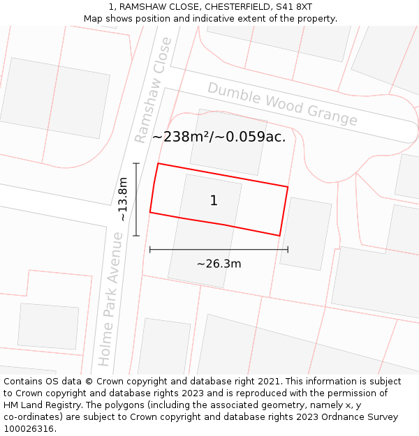 1, RAMSHAW CLOSE, CHESTERFIELD, S41 8XT: Plot and title map