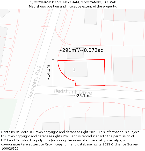 1, REDSHANK DRIVE, HEYSHAM, MORECAMBE, LA3 2WF: Plot and title map
