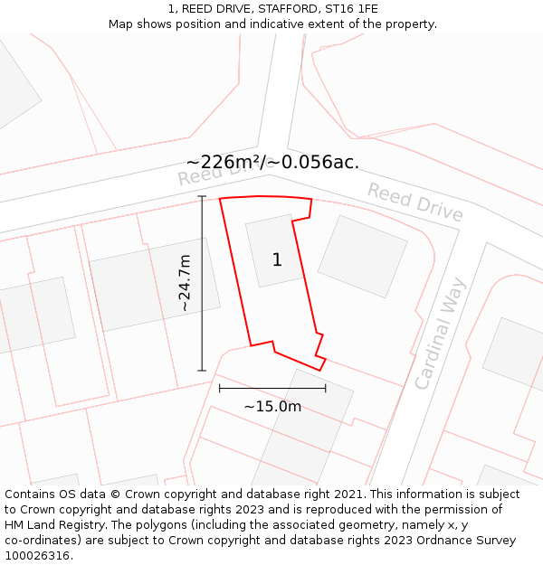 1, REED DRIVE, STAFFORD, ST16 1FE: Plot and title map