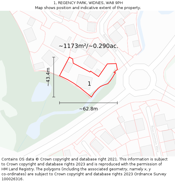 1, REGENCY PARK, WIDNES, WA8 9PH: Plot and title map