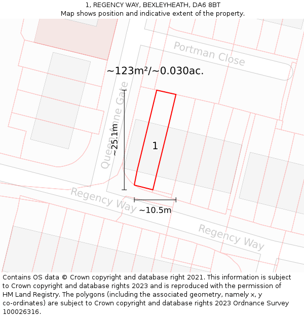 1, REGENCY WAY, BEXLEYHEATH, DA6 8BT: Plot and title map
