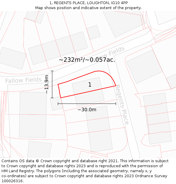 1, REGENTS PLACE, LOUGHTON, IG10 4PP: Plot and title map