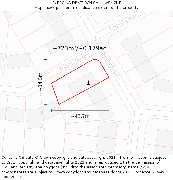 1, REGINA DRIVE, WALSALL, WS4 2HB: Plot and title map