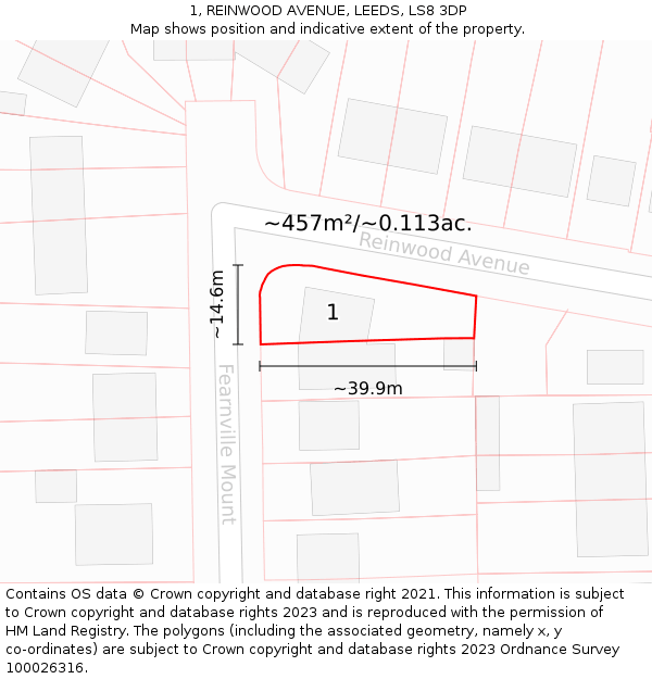 1, REINWOOD AVENUE, LEEDS, LS8 3DP: Plot and title map