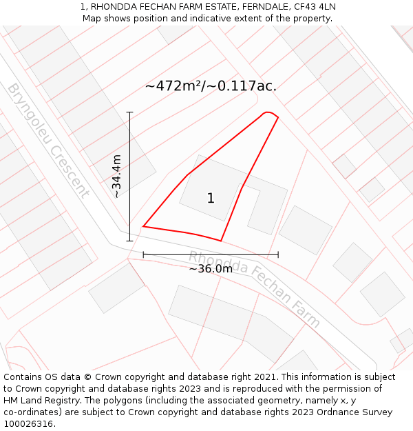 1, RHONDDA FECHAN FARM ESTATE, FERNDALE, CF43 4LN: Plot and title map