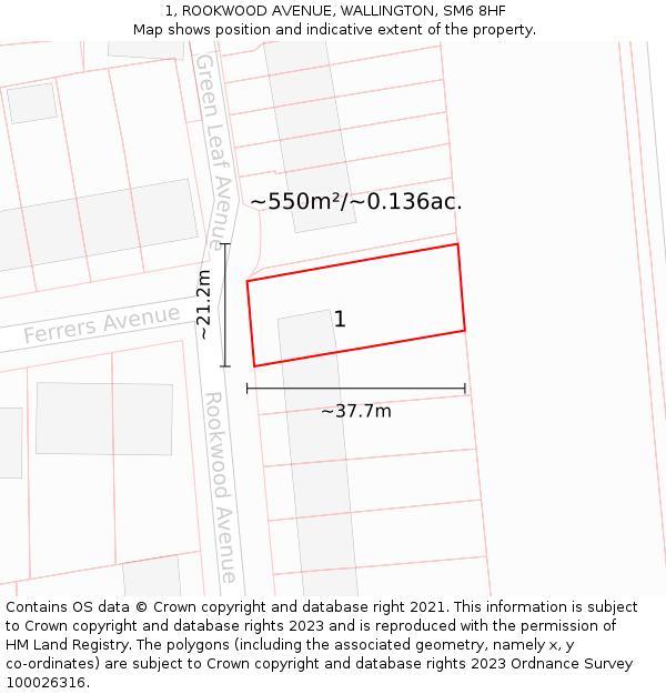 1, ROOKWOOD AVENUE, WALLINGTON, SM6 8HF: Plot and title map