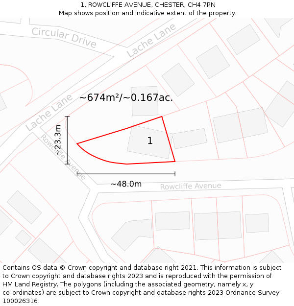 1, ROWCLIFFE AVENUE, CHESTER, CH4 7PN: Plot and title map