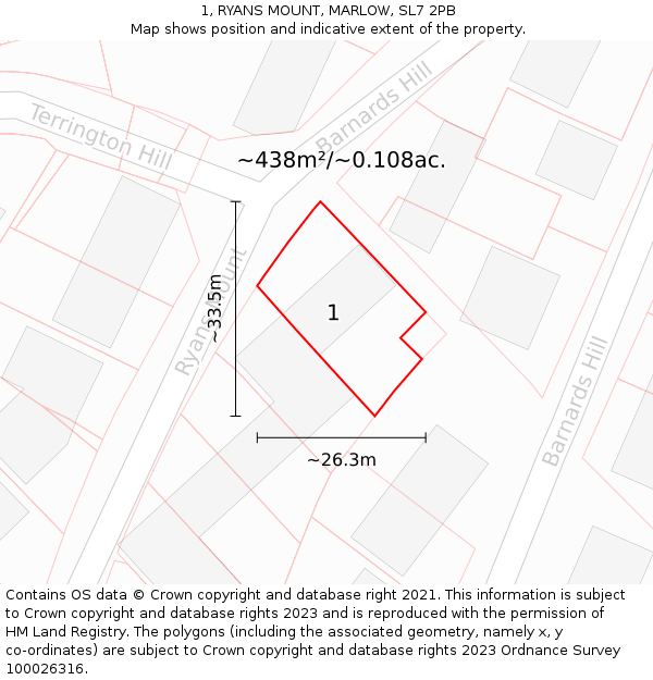 1, RYANS MOUNT, MARLOW, SL7 2PB: Plot and title map