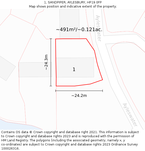 1, SANDPIPER, AYLESBURY, HP19 0FP: Plot and title map