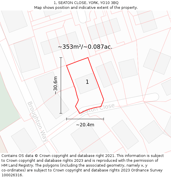 1, SEATON CLOSE, YORK, YO10 3BQ: Plot and title map