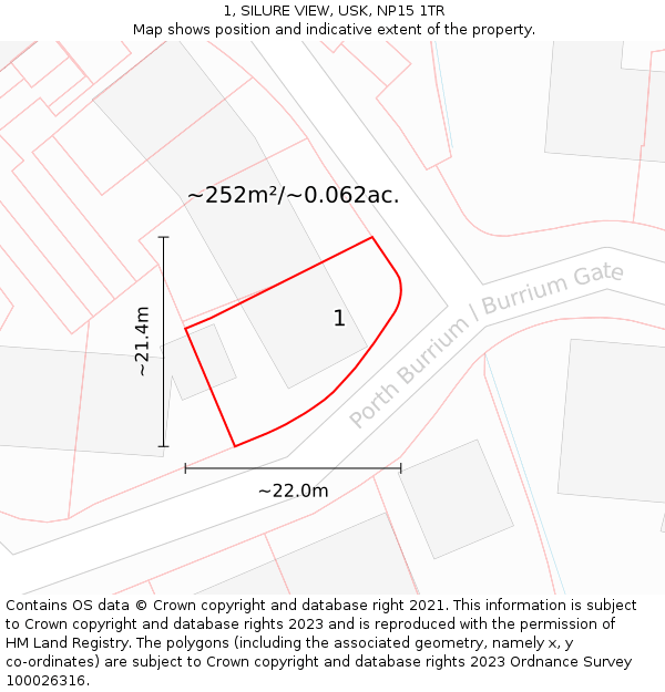 1, SILURE VIEW, USK, NP15 1TR: Plot and title map
